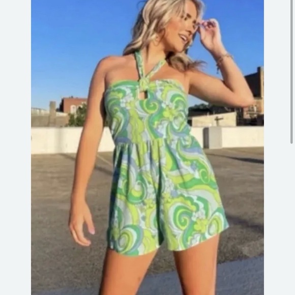 Women’s Terry Romper from Wild Fable in the Blue Swirl Pattern, Size Small - Picture 7 of 7